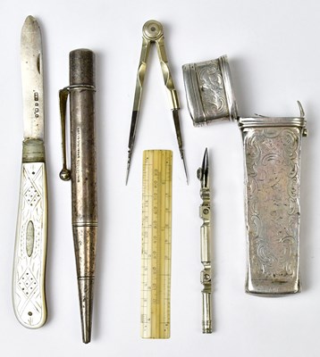 Lot 523 - A Georgian white metal travelling drawing...