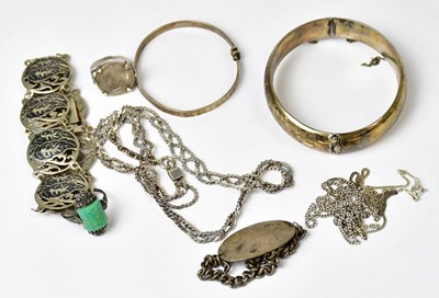 Lot 854 - A group of silver jewellery, comprising a 935...