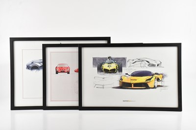 Lot 435 - FERRARI; three modern framed drawings...