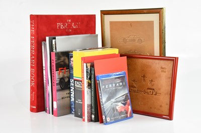 Lot 424 - FERRARI INTEREST; two framed leather panels...