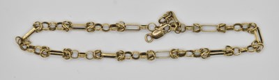 Lot 1471 - A 9ct yellow gold bracelet with lobster claw...