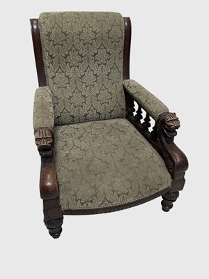 Lot 1088 - A large Victorian carved mahogany armchair...