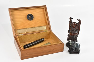 Lot 1395 - A walnut humidor, width 29cm, also an onyx...