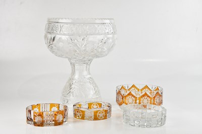 Lot 339 - A large cut glass pedestal bowl, diameter 28cm,...