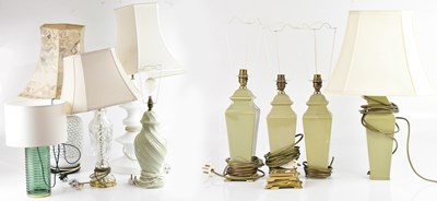 Lot 1332 - Nine assorted table lamps including a set of...