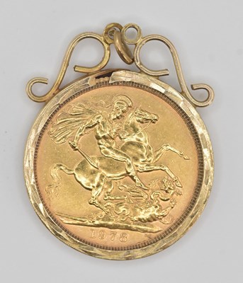 Lot 1336 - An Elizabeth II full sovereign, 1978, in 9ct...