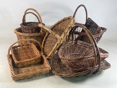 Lot 70 - Nine various wicker baskets, all different...