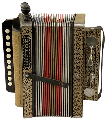 Lot 385 - HOHNER; a German ten button one row two voice...