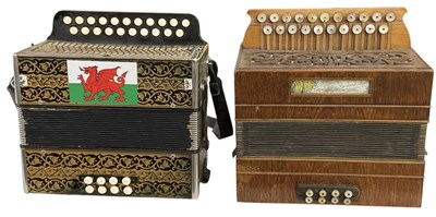 Lot 381 - HOHNER; a vintage German pokerwork melodeon,...