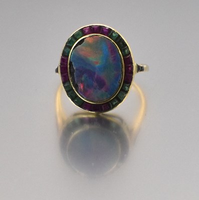 Lot 479 - An early 20th century yellow metal opal,...