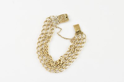 Lot 89 - A yellow metal three section hoop link...