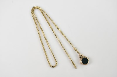 Lot 321 - A yellow metal curb link necklace, stamped...