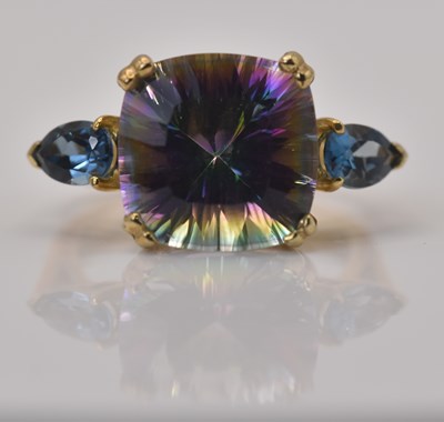 Lot 467 - A 9ct yellow gold rainbow quartz and London...