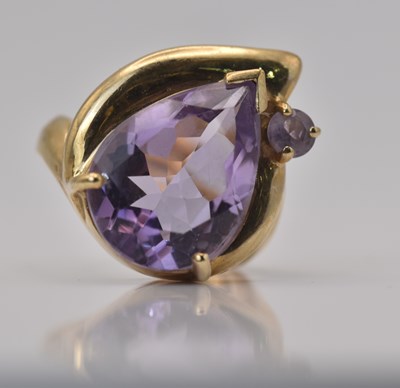 Lot 455 - A 9ct yellow gold amethyst cocktail ring, set...