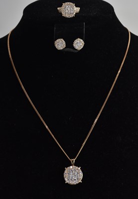 Lot 1330 - A suite of 18ct yellow gold diamond set...