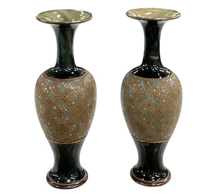 Lot 609 - DOULTON LAMBETH; a pair of late 19th/early...