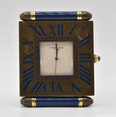 Lot 115 - CARTIER; a vintage Quadrant blue travelling...