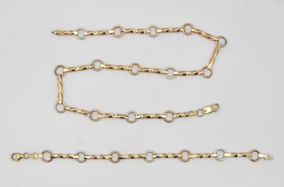 Lot 1332 - A 9ct yellow gold fetter link necklace, length...