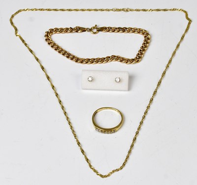 Lot 844 - A 9ct yellow gold curb link bracelet, a 9ct...