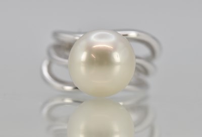 Lot 1183 - An 18ct white gold South Sea pearl solitaire...