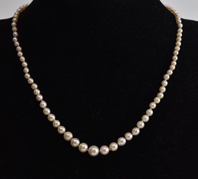 Lot 1404 - A single strand cultured pearl necklace, with...