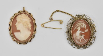 Lot 1438 - A 9ct gold mounted cameo necklace pendant,...