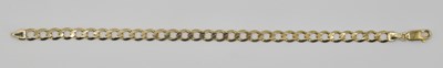 Lot 1460 - A 9ct yellow gold flat curb link bracelet,...