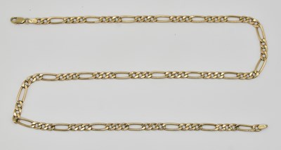 Lot 1356 - A 9ct yellow gold figaro link necklace, length...