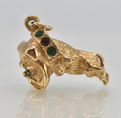 Lot 1337 - A 9ct yellow gold heavy bulldog pendant, with...