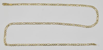 Lot 1352 - A 9ct yellow gold figaro link necklace, with...