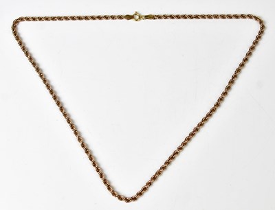 Lot 815 - A 9ct yellow gold rope twist chain necklace,...