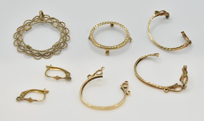 Lot 1153 - Seven items of scrap 9ct gold, combined approx...