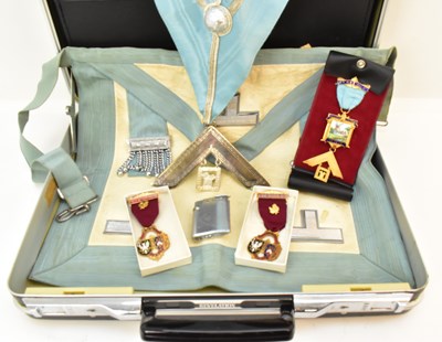 Lot 321 - MASONIC INTEREST; a case containing light blue...