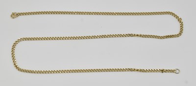 Lot 1344 - A 9ct yellow gold necklace with ring clasp,...
