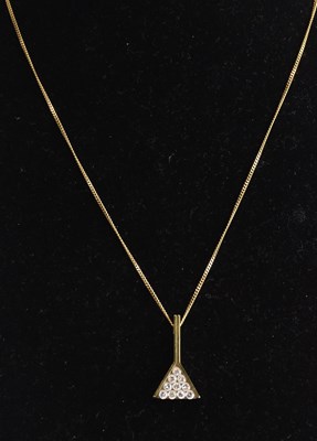 Lot 1432 - An 18ct yellow gold contemporary pendant in...