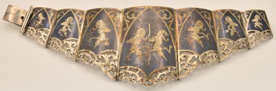 Lot 1472 - A Thai niello work articulated cuff bangle,...