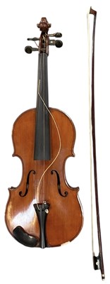 Lot 379 - A German full size violin with two-piece burr...