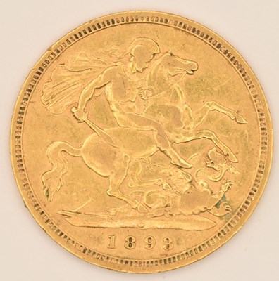 Lot 1552 - A Victoria half sovereign, 1893, old head.