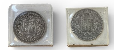 Lot 1600 - Two Victoria crowns, 1844 and 1845, young head,...