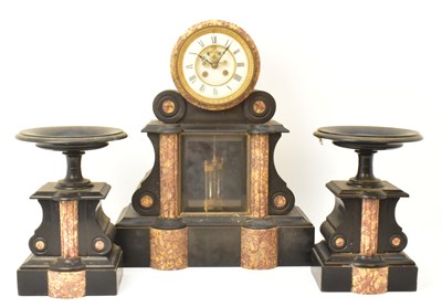 Lot 109 - A large Victorian slate mantel clock of...