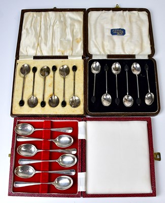 Lot 547 - Three cased sets of hallmarked silver...