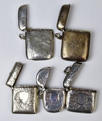 Lot 564 - Five hallmarked silver vesta cases, one with...