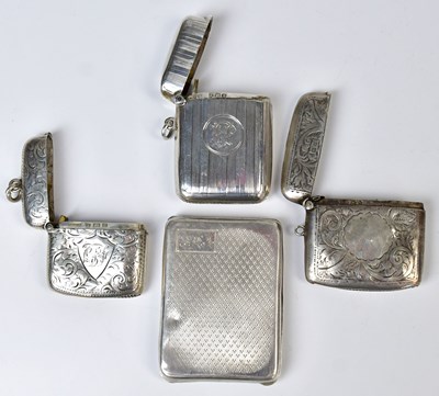Lot 565 - Three hallmarked silver vesta cases, two with...