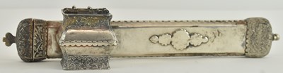 Lot 1028 - A Turkish Ottoman silver quill pen case, with...