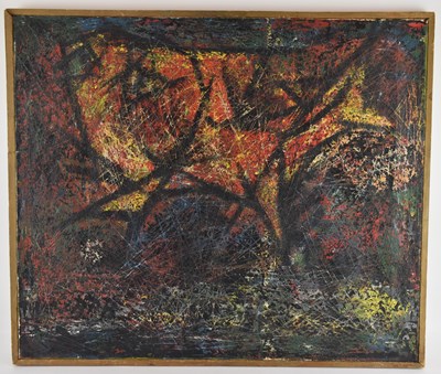 Lot 222 - UNATTRIBUTED; a modern abstract Indian oil on...