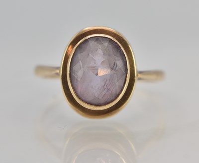 Lot 1396 - A 9ct yellow gold pink topaz set dress ring,...