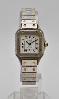 Lot 1646 - IN THE MANNER OF CARTIER; a lady's stainless...