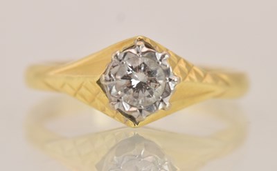 Lot 1361 - A 18ct yellow gold single stone diamond set...
