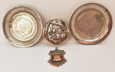 Lot 522 - Two small Egyptian silver pin dishes, diameter...