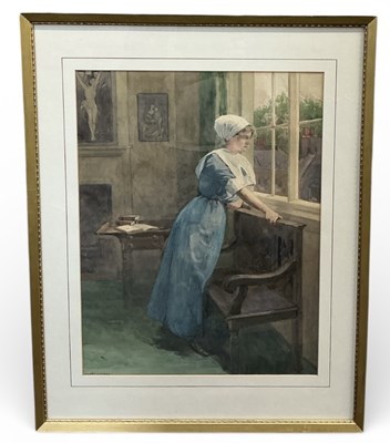 Lot 214 - GILBERT W THOMAS; watercolour, 'The Expectant...